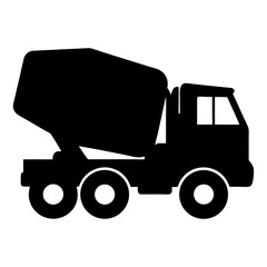 Silhouette of a cement mixer truck used in construction industry