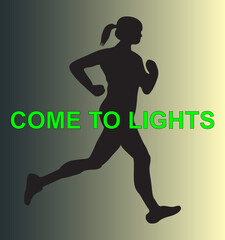 Running female silhouette and running health design art