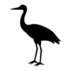 Obraz premium Elegant heron silhouette standing on a white background with grace and poise