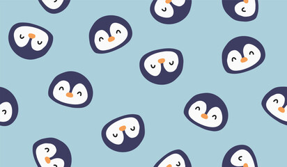 Cute penguin pattern background vector design