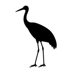 Obraz premium A striking black silhouette of a crane standing against a white background