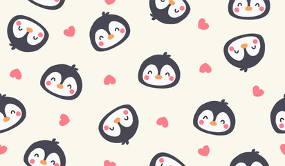 Cute penguin pattern background vector design