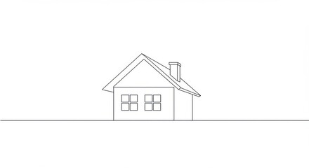 Geometric Line Art House with Chimney