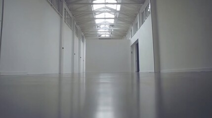 Fototapeta premium Empty White Corridor in Modern Building: A Study in Minimalist Architecture