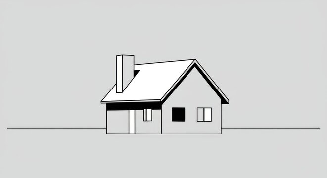 recommend clip art: Line Art House with Chimney