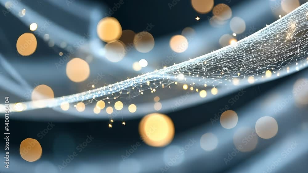 Poster pastel colored abstract dark waves flowing gently with a background, abstract particles creating mes