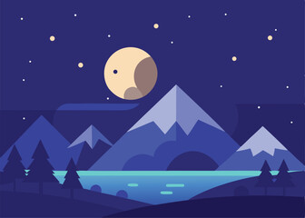 Naklejka premium wonderful night landscape vector illustration