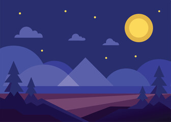 Fototapeta premium wonderful night landscape vector illustration