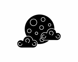 creative details Moon with Clouds Icon Vector Illustration