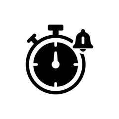 Focus Timer Icon with Bell Outline - Black Filled