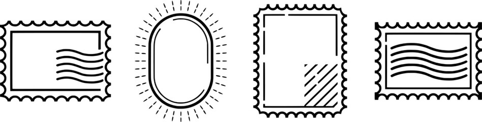 Collection Of Unique Postage Stamp Border And Frame Design Elements Illustrations