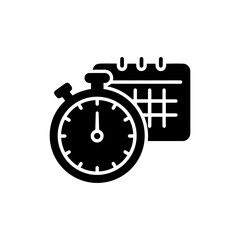 Fototapeta premium Stopwatch Icon with Calendar Overlay Black Filled Icon