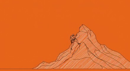 Mountain Climber Ascending a Peak