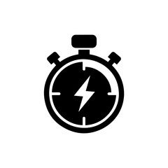Minimal Black Stopwatch with Lightning Bolt Center Icon