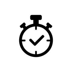 Minimal Black Stopwatch with Checkmark Icon