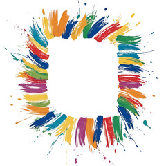 Colorful Rainbow Painted Frame, Isolated on White Transparent Backdrop, enhance photos and images 