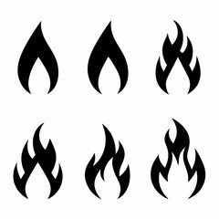 Clean Fire Symbol Silhouette vector Collection.