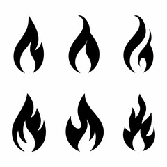 Clean Fire Symbol Silhouette vector Collection.