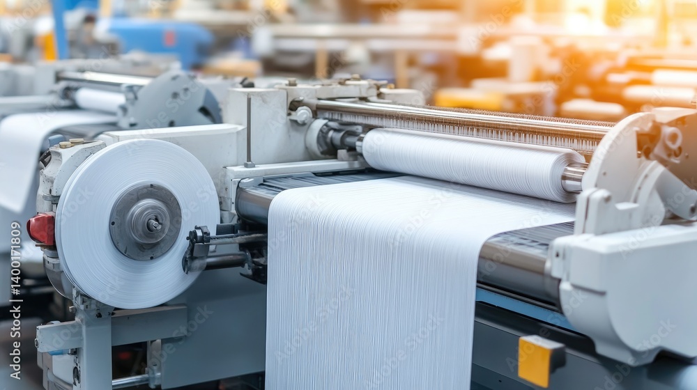 Aufkleber automatic weaving machines interlacing threads in a high-tech textile mill