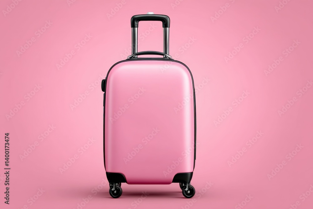 Poster rounded soft pink travel case with curved corners centered on vibrant blush background under smooth 