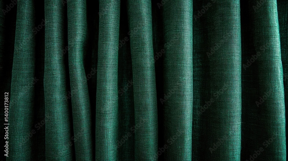Poster elegant emerald green textile fabric draped in soft folds creating a luxurious and serene backdrop f