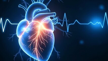 Digital Human Heart Scan EKG Medical Animation - Powered by Adobe