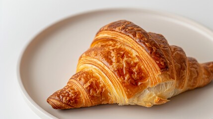 Golden, flaky croissant on plate