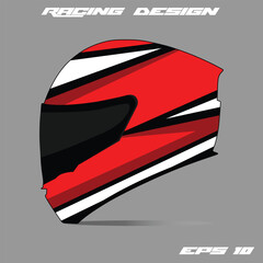 Stylish red and white racing helmet design on a gray background, ideal for motorsport themes