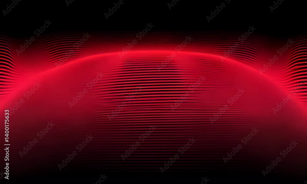 Poster abstract red lines with smooth wavy motion on dark background - visual effects