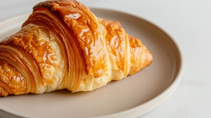 Golden, freshly baked croissant on a plate