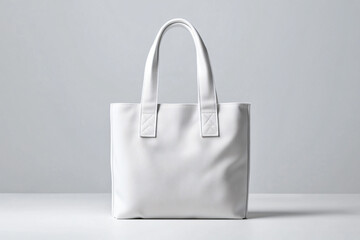 Elegant White Leather Tote Bag with Soft Lighting and Minimalist Aesthetic Clean Style Studio Shot