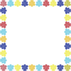 Flourish frame with blossom elements. Trendy graphic template. Cute orchid flower empty frame box