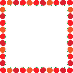 Red ripe apple fruit frame. Simple sweet fruits vector harvesting border. Thanksgiving clipart