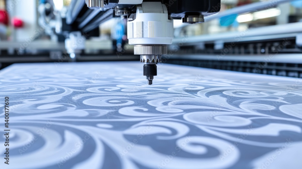 Poster fabric laser engraving machine creating decorative patterns