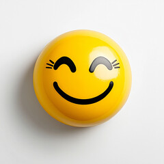 Fototapeta premium Happy Smiley Face with Eyes Closed and a Big Smile Creating Positive Emotions and Feelings