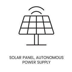 Solar panel icon with editable stroke for autonomous energy supply in Smart Garden systems