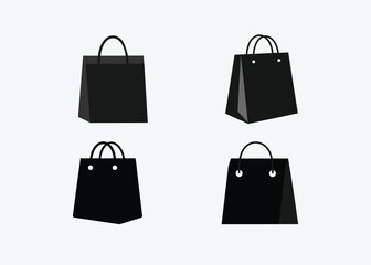 Four black shopping bags design or print