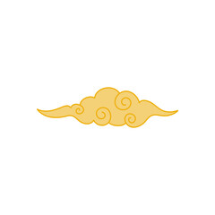 Gold Japanese cloud in vintage style. Abstract art landscape design