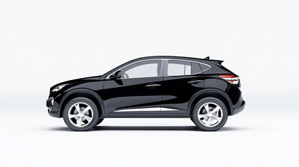 Sleek Black Crossover Vehicle on White Backdrop Automobile Studio Shot Modern Automotive Presentation