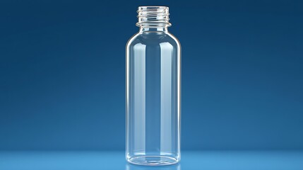 Clear Glass Bottle Mockup on Blue Background