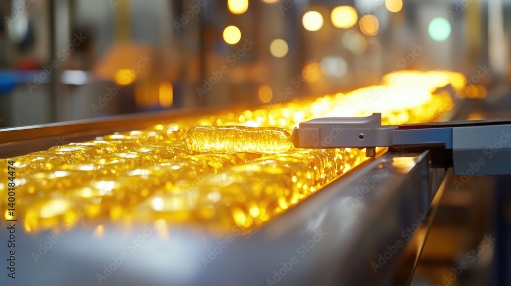 Poster machine vision camera inspecting product alignment on an automated conveyor