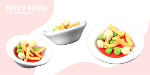 Bright Mexican soup in white plate. Hot pepper dish. Set of elements for concepts of healthy food