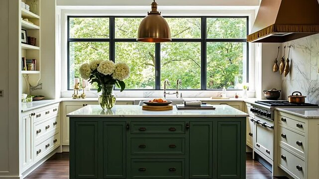 Home Interior Concept &ndash; Modern Kitchen with Floral Arrangement