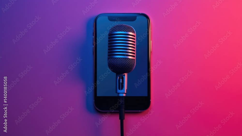 Aufkleber mobile device with an audio streaming app playing a podcast on the screen