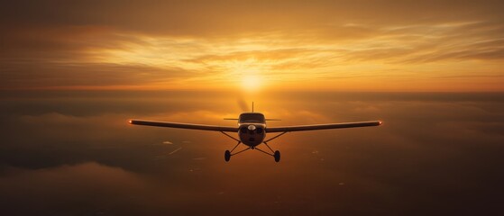 Obraz premium Araflane soars through a sunset sky, capturing the beauty of dusk and the setting sun.
