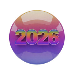Colorful 2026 on Gradient Orb isolated on a transparent background 
