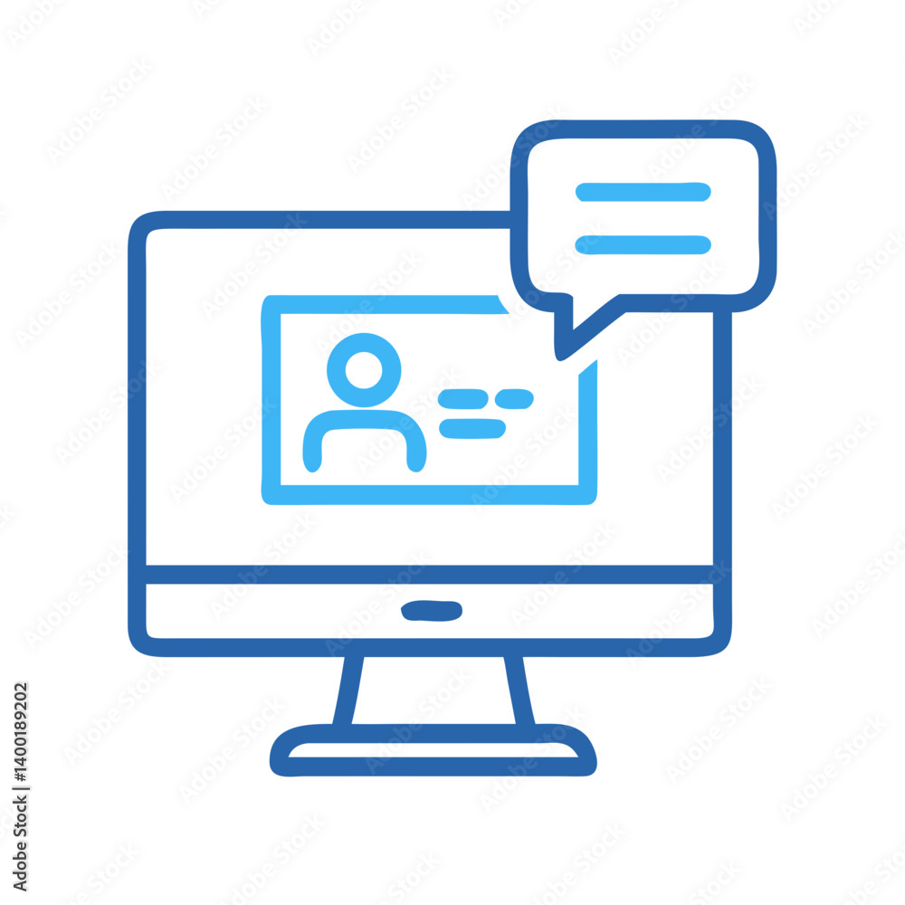 Poster desktop live support chat icon representing customer service and real-time assistance