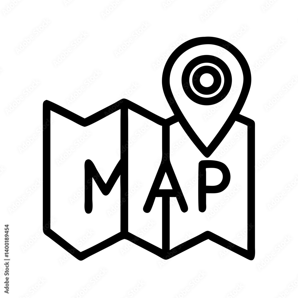 Aufkleber Map with Location Pin Icon Representing Geographical Position and Navigation