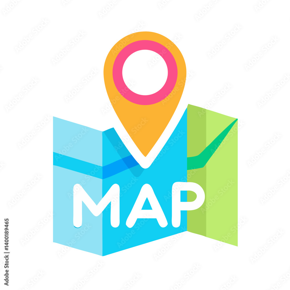Aufkleber Map with Location Pin Icon Representing Geographical Position and Navigation