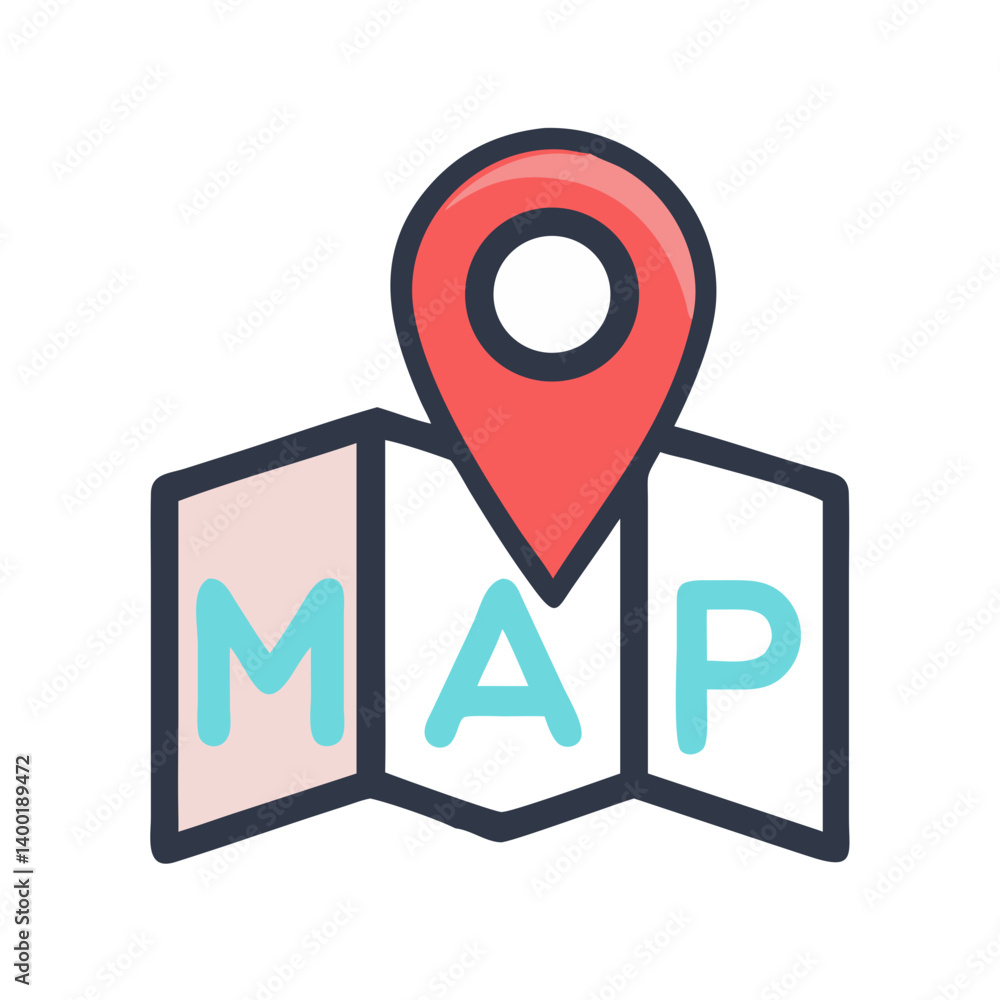 Aufkleber Map with Location Pin Icon Representing Geographical Position and Navigation